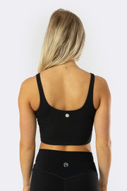 Ava Pro Black Ribbed Top