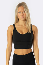 Ava Pro Black Ribbed Top