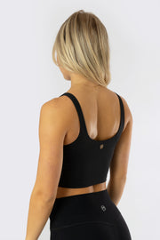 Ava Pro Black Ribbed Top