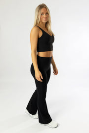 Ava Pro Black Ribbed Top