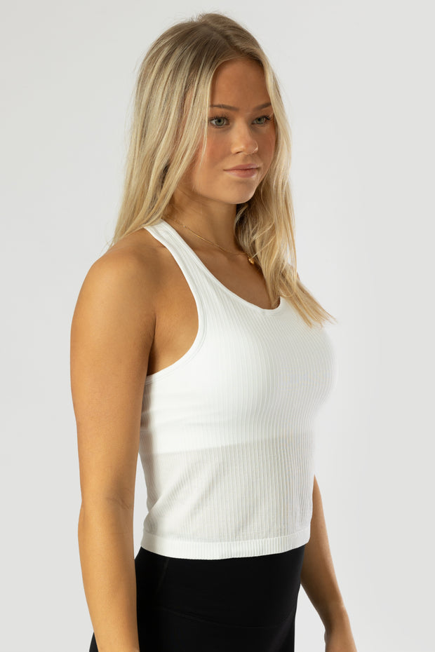 Juno White Ribbed Top