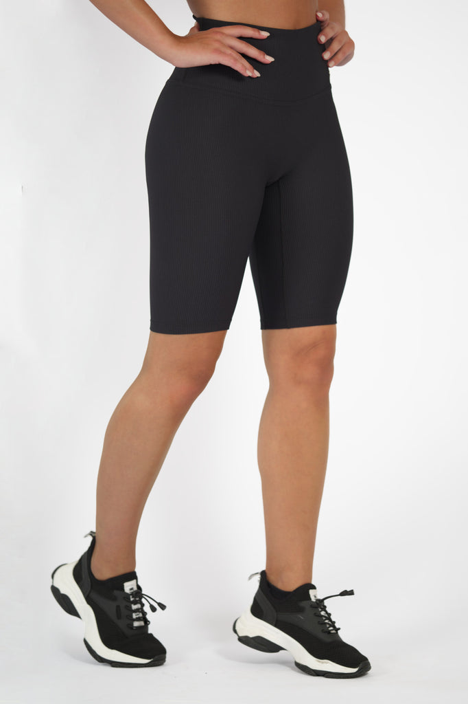 Flow Black Ribbed Seamless Biker Shorts Mokk Sportswear