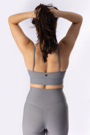 Flow Grey Ribbed Strap Bra