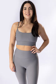 Flow Grey Ribbed Strap Bra